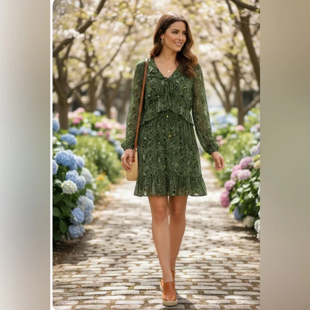 NWT Michael Kors‎ Green Paisley Dress size XL